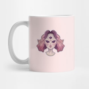 Angry alien girl Pink cute girlish aesthetic third eye kawaii Mug